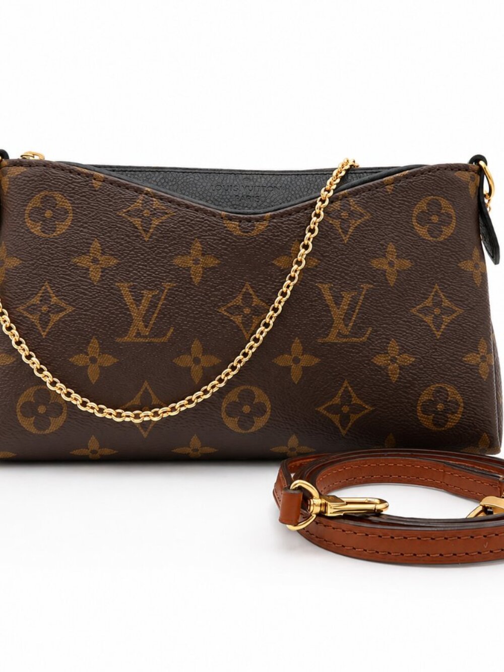 Louis Vuitton Pallas Clutch Monogram Noir Chain Bag (Pre-Owned)
